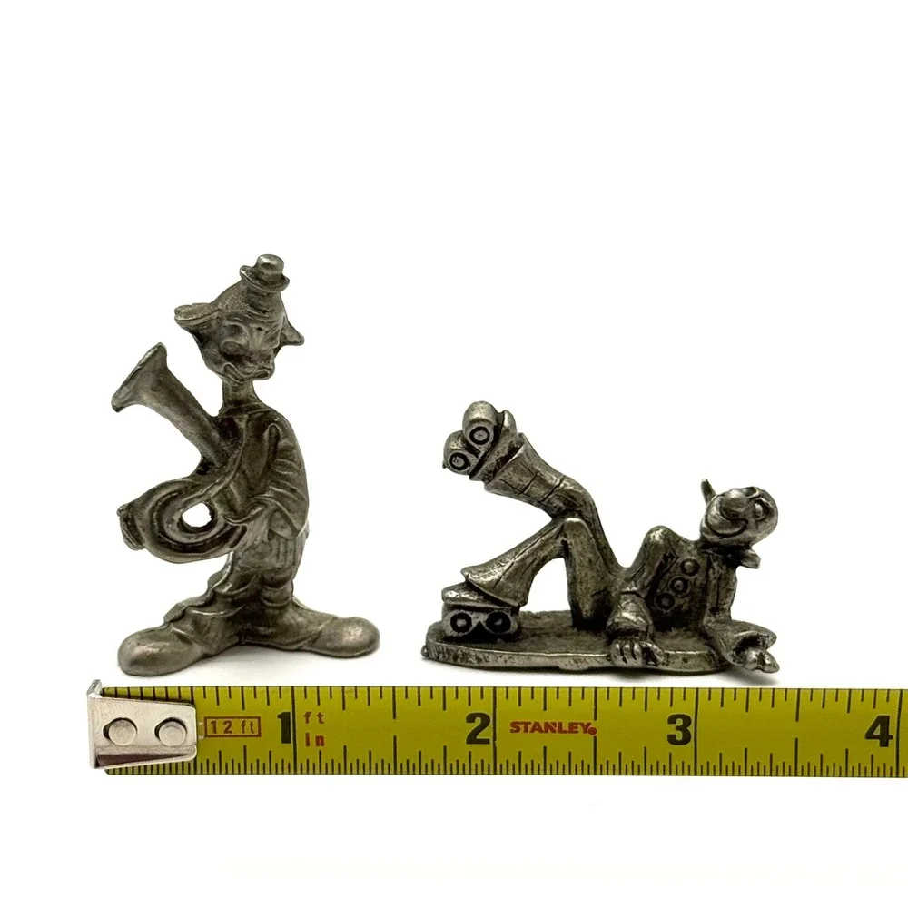Pewter Clown Figures Vintage Set 2 Miniature Circus Collectibles